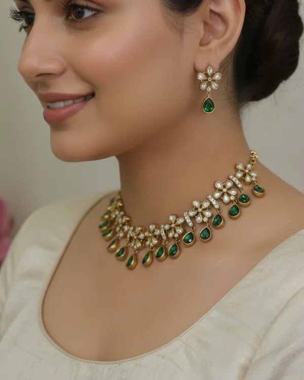 Green_Brass_Necklace_Set_For_Women